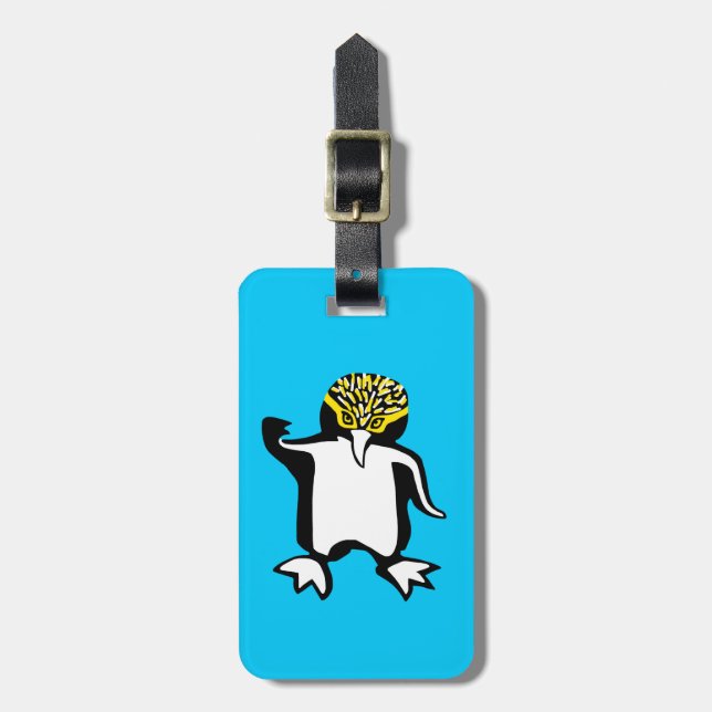 Graphic PENGUIN - gefährdetes Tier - blau Gepäckanhänger (Vorderseite vertikal)