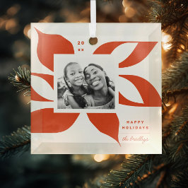 Graphic Poinsettia Foto Ornament Aus Glas