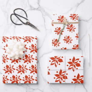 Graphic Poinsettia Holiday Geschenkpapier Set