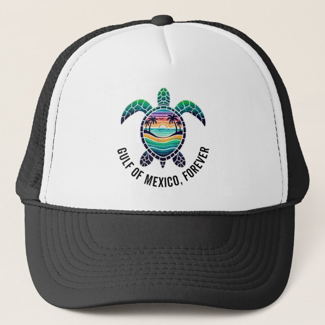 Graphic Sea Turtle Gulf of Mexico Forever Truckerkappe (Vorderseite)