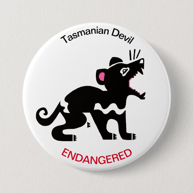 Graphic TASMANIAN DEVIL -Gefährdete Tierart - Natu Button (Vorderseite)