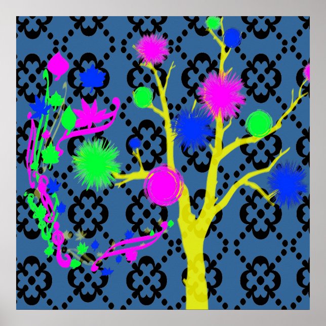 Graphic Tree in Neon Colors Poster (Vorne)