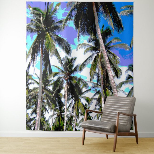 Graphic Tropical Palm Trees Focal Point Wandteppich (Beispiel)