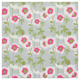 Graphic white ragged poppy art floral pattern stoff