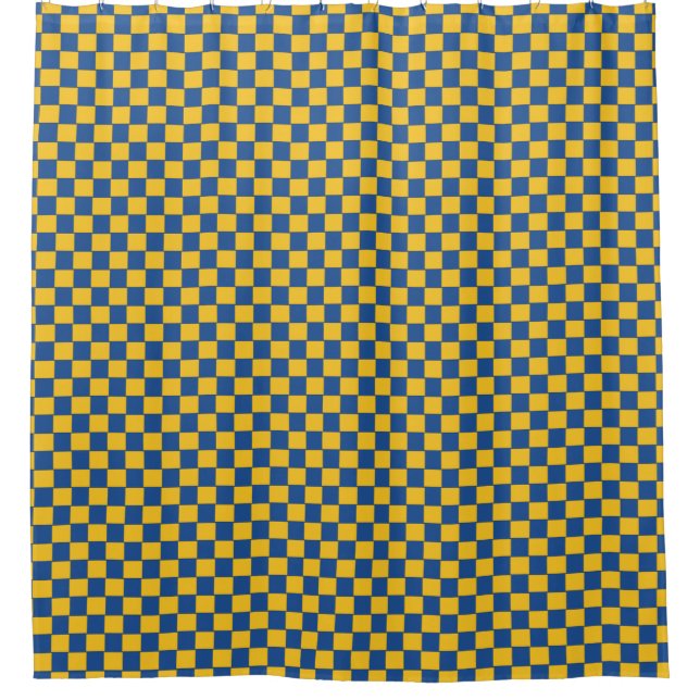 Graphic Woven Checkered Blue Yellow Duschvorhang (Vorderseite)