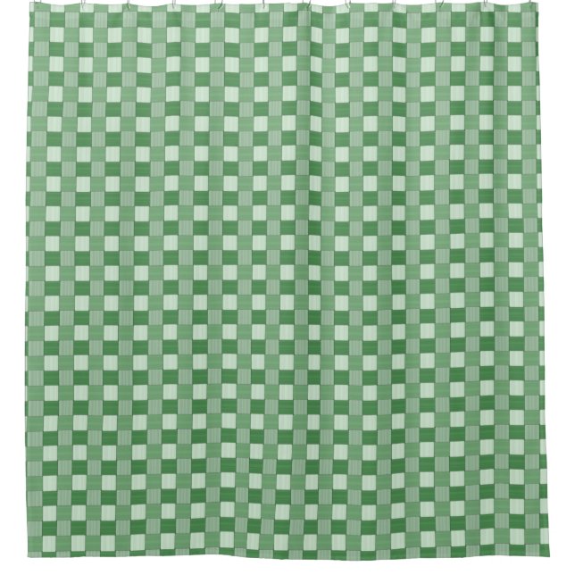 Graphic Woven Checkered Spring Green Duschvorhang (Vorderseite)