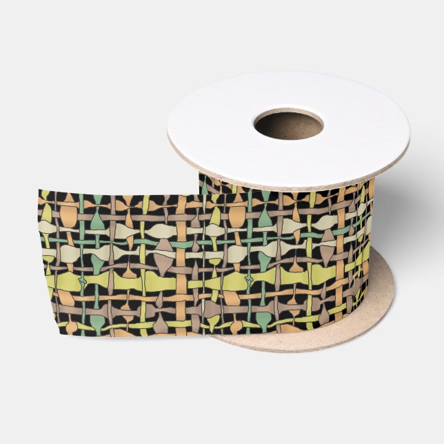 Graphic Woven Fluffy Burlap golden Satinband (Spule)