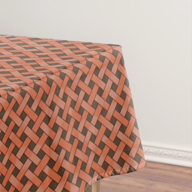 Graphic Woven Nature Rattan auf Custom Brown Tischdecke (Beispiel)