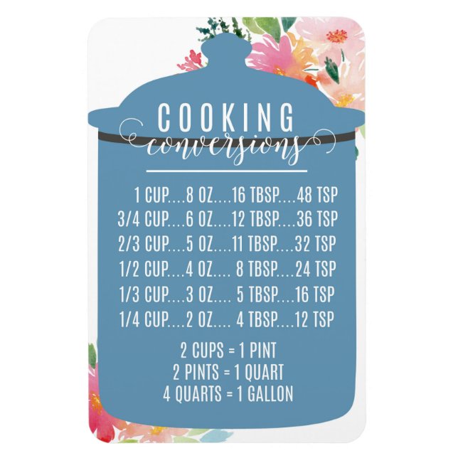 Graphique de conversion de cuisines | Magnet de po (Vertical)
