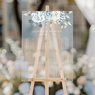 Graphique de placement de mariage floral bleu pous