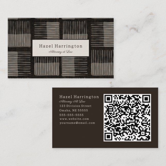 Graphique moderne QR Code Carte de visite noir gri (Devant / Derrière)