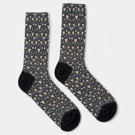 Graphit-Geometrie-Luxus-Krawatte Socken