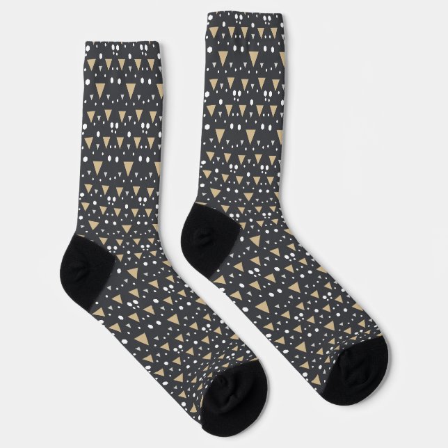Graphit-Geometrie-Luxus-Krawatte Socken (Rechts)