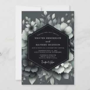 Graphit-Schattige Blütenhochzeit Einladung