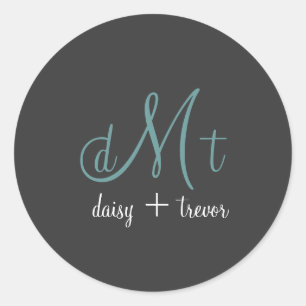 Graphite simple + autocollants Monogramme turquois