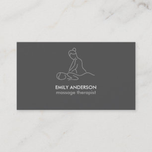 Graphitgraue Massagetherapie Masseurin Spa Visitenkarte