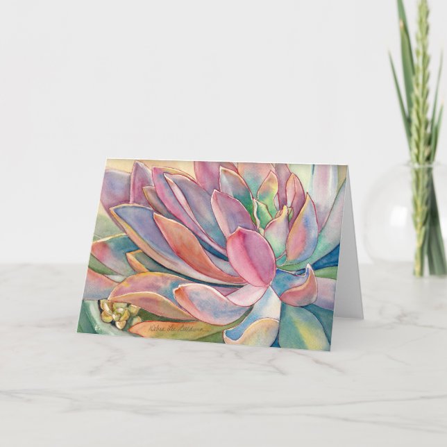 Graptoveria Watercolor durch Debra-Lee Baldwin Karte (Vorderseite)