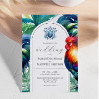 Gras Aquarelle Clé Occidentale Mariage Invitations