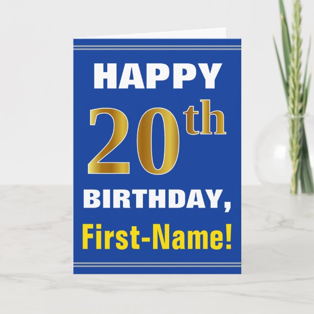 Gras, Bleu, Faux Gold 20e anniversaire avec carte  (Devant)
