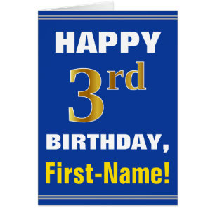 Gras, Bleu, Faux Gold 3e anniversaire avec carte d