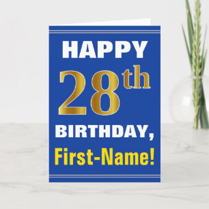 Gras, Bleu, Faux Or 28ème anniversaire avec carte 