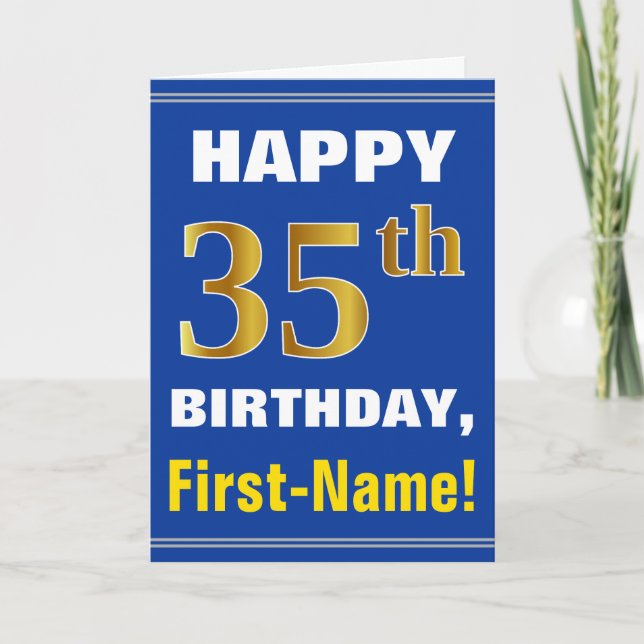 Gras, Bleu, Faux Or 35e anniversaire avec carte de (Devant)