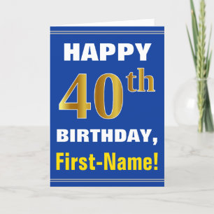 Gras, Bleu, Faux Or 40e anniversaire avec carte de