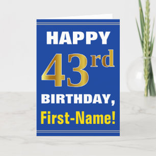 Gras, Bleu, Faux Or 43ème anniversaire avec carte 