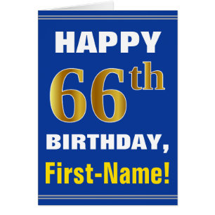 Gras, Bleu, Faux Or 66e anniversaire avec carte de