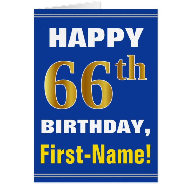 Gras, Bleu, Faux Or 66e anniversaire avec carte de (Devant)