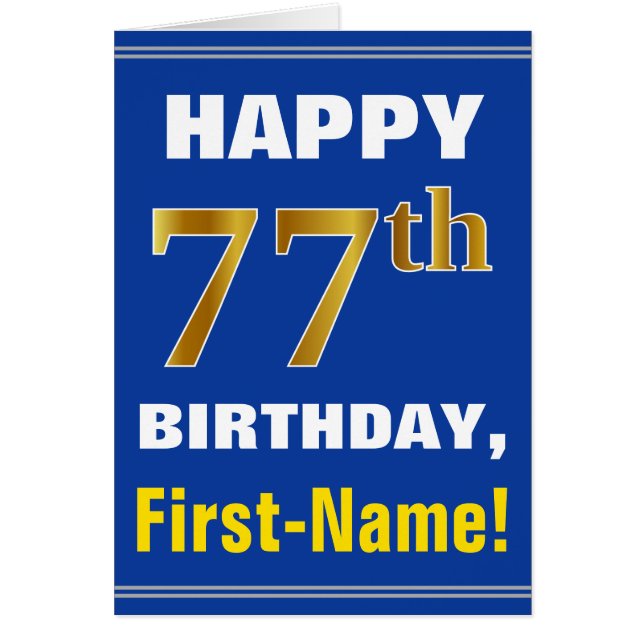 Gras, Bleu, Faux Or 77e anniversaire avec carte de (Devant)