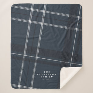 Gras bleu marine plaid famille personnalisée
