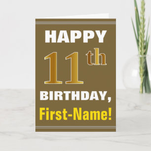 Gras, Brown, Faux Gold 11e anniversaire avec carte