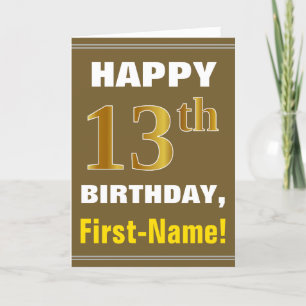 Gras, Brown, Faux Gold 13e anniversaire avec carte