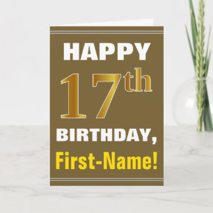 Gras, Brown, Faux Gold 17e anniversaire avec carte