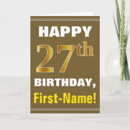 Gras, Brown, Faux Gold 27e anniversaire avec carte