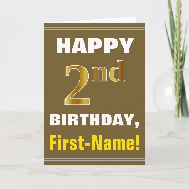 Gras, Brown, Faux Gold 2e anniversaire avec carte  (Devant)