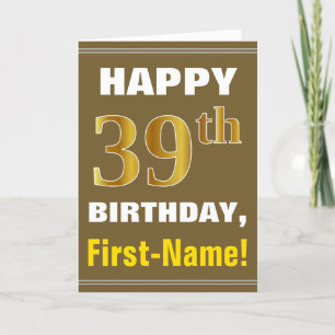 Gras, Brown, Faux Gold 39e anniversaire avec carte