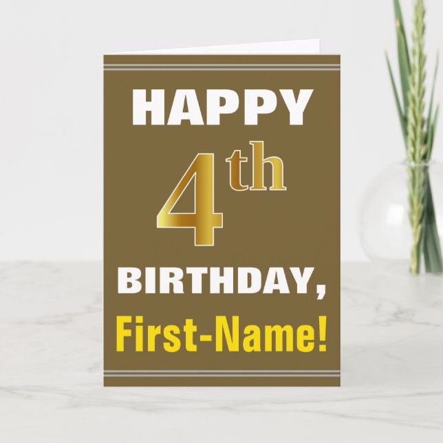 Gras, Brown, Faux Gold 4e anniversaire avec carte  (Devant)