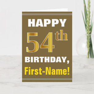 Gras, Brown, Faux Gold 54e anniversaire avec carte