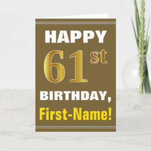 Gras, Brown, Faux Gold 61e anniversaire avec carte