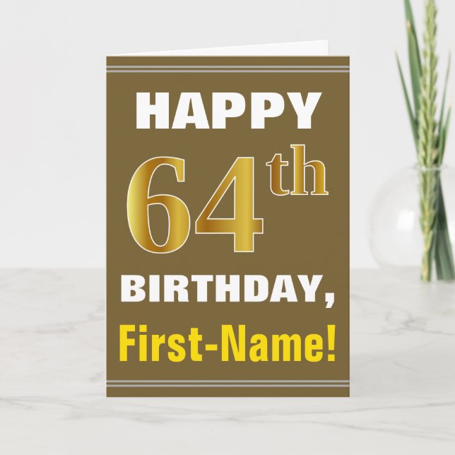 Gras, Brown, Faux Gold 64e anniversaire avec carte (Devant)