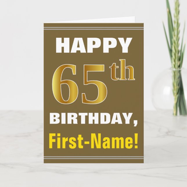 Gras, Brown, Faux Gold 65e anniversaire avec carte (Devant)