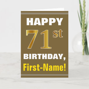 Gras, Brown, Faux Gold 71e anniversaire avec carte