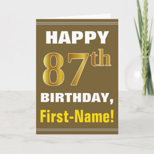 Gras, Brown, Faux Gold 87e anniversaire avec carte