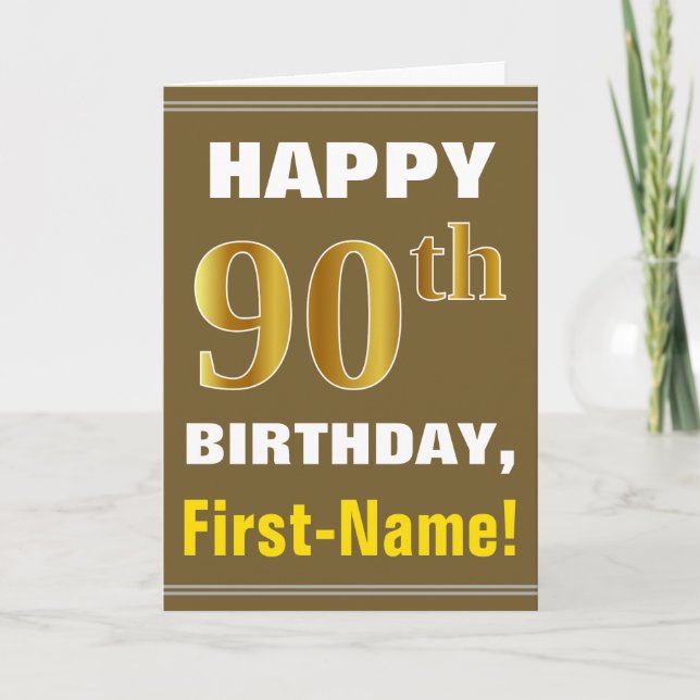 Gras, Brown, Faux Gold 90e anniversaire avec carte (Devant)
