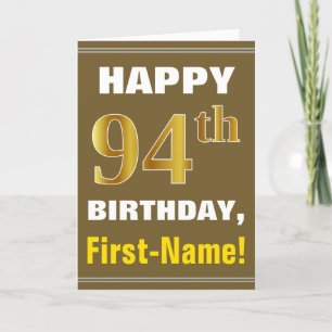 Gras, Brown, Faux Gold 94e anniversaire avec carte