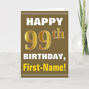 Gras, Brown, Faux Gold 99e anniversaire avec carte
