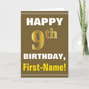 Gras, Brown, Faux Gold 9e anniversaire avec carte 
