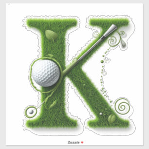 Gras-Buchstabe-Golf-Thema mit Bällen und Schlägern Aufkleber